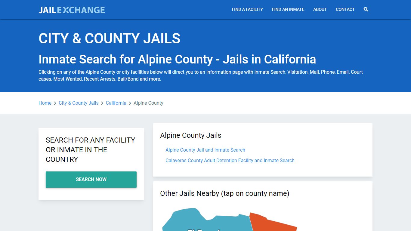 Inmate Search for Alpine County | Jails in California - Jail Exchange