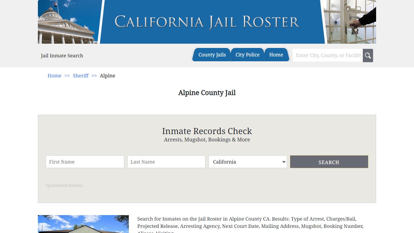 Alpine County Jail - Jail Roster Search